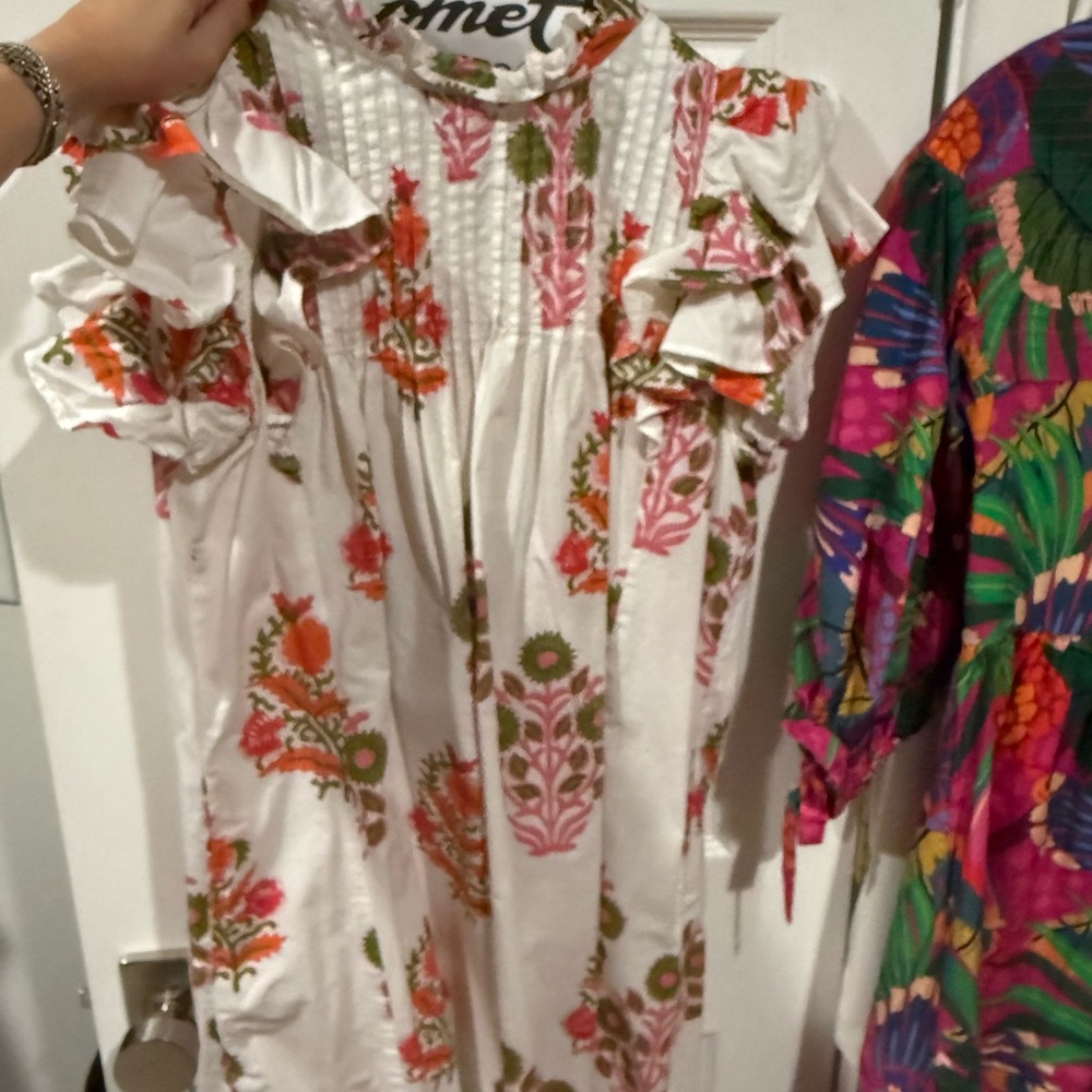 Oliphant White and Pink Floral Mini Dress